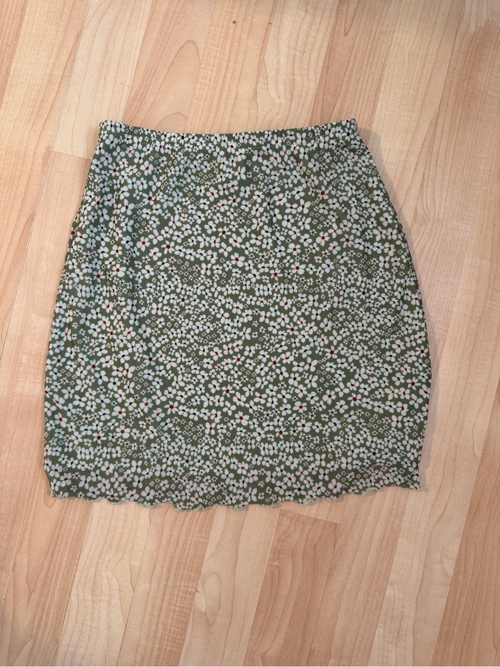 Green Floral Mini Skirt